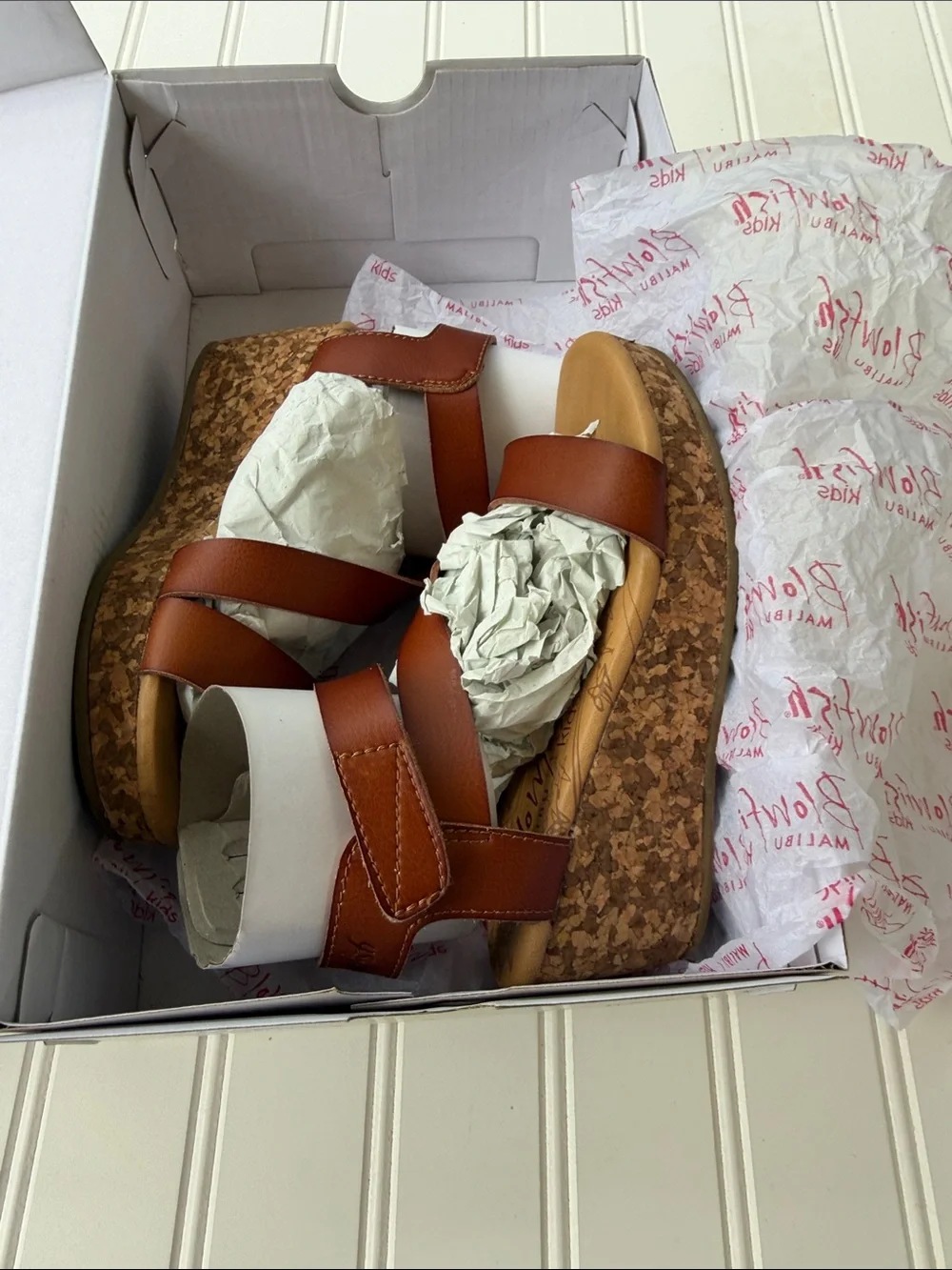 Blowfish Cognac Brown Cork Wedge Sandals